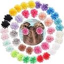 DeD 40PCS 2" Chiffon Flower Hair Bows Fully Lined Flower Tiny Hair Clips Fine Hair Girls for Infants Toddlers Set of 20 Pairs