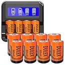 Rechargeable Arlo Batteries 123A Replacement 3V CR123A Batteries,12-Pack 800mAH Arlo Batteries and LCD Display Charger for Arlo Cameras, Alarm System, Flashlight