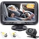 Baby Car Camera Ease Installation: Eye Protection Clear Night Vision 360° Rotation Rear Facing Baby Car Mirror for 2 Kids HD 1080P 150° Wide View Stability Backseat Camera with Monitor -Rohent N06