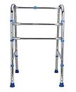 iWalk MS Height Adjustable & Double Bar Folding Walker for Adults, Old people, Senior Citizens and Injured | Heavy Duty | Made in India (Mirror Chrome)