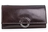 Catwalk Collection Handbags - Cuir Véritable - Portefeuille/Porte Monnaie - Boîte Cadeau - Femme - Odette - Marron - RFID