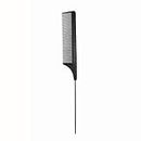 Hair Comb - a Professional Anti-static Carbon Fibre Metal-Pin Tail Comb,Heat Resistant Barber and Salon Rattail Comb with Non-skid Paddle Parting Comb,Fine Tooth in Black