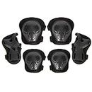 Protective Gear Set, 6Pcs/Set Kids Knee Pads Elbow Wrist Guards Protective Gear for 3-8 Years Old Boys Girls Skating Cycling Bike Rollerblading Scooter Black One Size