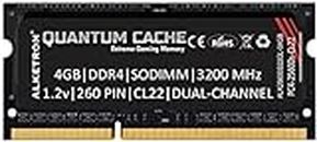 ALKETRON Quantum Cache Series Extreme Gaming Memory - 4GB DDR4 RAM 3200MHz CL22 SODIMM PC4 25600s for laptops and notebooks - 3 Year Replacement Warranty