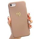 HJWKJUS Compatible with iPhone 6/6s Case for Women Girls, Soft Flexible Durable Cute Heart Pattern Slim Thin TPU Shockproof Case for iPhone 6/6s 4.7＂ -Brown