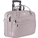 EMPSIGN Rolling Laptop Bag Women with Wheels, Rolling Briefcase for Women Fits Up to 15.6 Inch Laptop Briefcase on Wheels, Water-Repellent Overnight Rolling Computer Bag with RFID Pockets, Dusty Pink