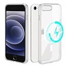 Bimanpap Magnetic Case for iPhone SE 3rd/2nd (2022/2020), iPhone 8,iPhone 7 Compatible with MagSafe,[Strong Magnet] Military-Grade Shockproof Protection, Bumper Thin Crystal Phone Cover (Clear)