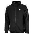 Nike Men's Sportswear Full Zip Club Hoodie, Black/Black/White, Small