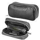 Scotte(TM) Durable leather 2 pipe tobacco pouch case black