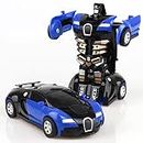 Cable World Plastic Battery Operated Converting Car to Robot, Robot to Car Automatically,Robot Toy, with Light and Sound for Kids Indoor and Outdoor 3 Year, Pack of 1,(Blue)