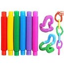 YRTOYS Pop Tubes Fidget Toy, Sensory Tubes, Poppin Pipes for Kids, Stress Relief Stretch Bend Build and Connect Toy, Fidget Toys for Sensory Learning, Colorful Pop Tubes (6)