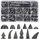 YORANYO 270 Sets Mixed Shape Spikes and Studs Gun Metal Screw Back Bullet Cone Studs and Spikes Rivet Kit with Install Tools for Leather Craft Clothing Shoes Belts Bags Dog Collars DIY Accessories
