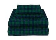 MyPillow Flannel Bed Sheet Set King, Blue/Green Plaid