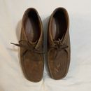 Zapatos para hombre Clarks 10 1/2 Wallabees cera de abejas cuero marrón con cordones mocasín tobillo