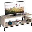 Yaheetech TV Stand for 50 Inch TV, TV Bench, Wooden Media Entertainment Center, Modern TV Console Table for Living Room & Bedroom, Gray
