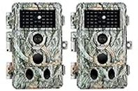 2-Pack Game Cameras Deer Trail Cam No Glow 90ft Night Vision 24MP 1296P H.264 MP4 Video Motion Activated Waterproof 0.1S Trigger Speed Photo & Video Model for Hunting Wildlife or Home Surveillance