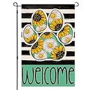 BLKWHT Summer Sunflower Garden Flag 12x18 Vertical Double Sided Dog Paw Daisy Welcome Spring Farmhouse Holiday Outside Decorations Burlap Yard Flag BW630
