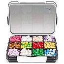 Fullicon Extra Large Pill Organizer with 12 Compartments, Large Travel Pill Box for Vitamin with 3 Secured Buckles, Daily Moisture Proof Pill Case with Removable Dividers (Black)