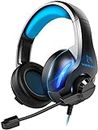 YINSAN Gaming Headset for PS4 PS5, Xbox One Headset with Mic Surround Stereo Gaming Headphones with LED Light, Compatible with Nintendo Switch Xbox Series X/S PC, Blue