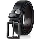 maikun Men's Belts,Black Leather Belt for Men, Black Belt Men,Mens Leather Belt,Mens Leather Belts for Trousers Black Buckle Length45inch