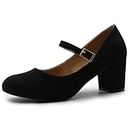 Womens Ladies MID Block Heel Mary Jane Office Work Formal Strap Dolly Shoes Size