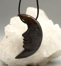 Tigrated Iron Moon Crescent With Face Approximately 51MM Gem Pendant a1