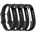 Tobfit 4 Pack Bands Compatible with Fitbit Alta/Alta HR Bands, Soft Sport Silicone Replacement Wristbands for Women Men (Large, Black/Black/Black/Black)