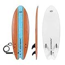 Osprey Foam Surfboard Soft Foamie Complete with Leash and Fins, Wood Effect, 5.8 ft