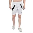 DIA A DIA Men's Gym Workout Sports Shorts with Zipper Pocket (White, L)