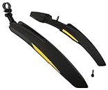 Dark Horse® Bicycle Atom Mudguard with Reflective Tape with Plastic Clamp, Black-Yellow