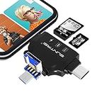 SD/Micro SD Card Reader for iPhone/ipad/Android/Mac/Computer/Camera,Portable Memory Card Reader 4 in 1 Micro SD Card Adapter&Trail Camera Viewer Compatible with TF and SD Card