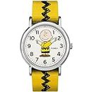 Timex Women's Casual x Peanuts – Charlie Brown TW2R41100JT White Dial and Yellow Nylon Band Watch