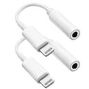 [Apple MFi Certified] 2 Pack for iPhone 3.5mm Headphones Adapter, Lightning to 3.5 mm Headphone/Earphone Jack Converter Audio Aux Adapter Dongle Compatible with iPhone 14 13 12 11 Pro XR XS Max X 8 7…