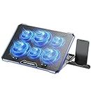 ICE COOREL Laptop Cooling Pad with 6 Cooling Fan, Laptop Cooler Fan with No Lights, Cooling pad for Laptop 15-17 Inches, Notebook Cooler Stand with 9 Height Adjustable, Cooler Pad for Lap or Desk Use