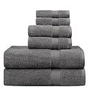 Trends Alley Bourgeois Luxury Bath Towels Set (Pack of 6) | 2 Bath Towels, 2 Hand Towels & 2 Washcloths | 100% Combed Cotton (600 GSM) | Ultra-Soft & Absorbent | Quick-Drying & Durable | Earth-Friendly