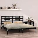 TEKEET Furniture Home Tools - Marco de cama de madera maciza negra, 180 x 200 cm, tamaño Super King