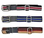 Zacharias Boy's Stretchable Striped Cotton Belt for kids (A-03_Multicolor_Pack of 3) (1-4 Years)