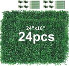 24pcs 24"x16" Artificial Boxwood Wall Hedge Mat Plant Panels Outdoor Grass Fence
