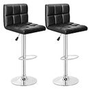 BestOffice Counter Height Bar Stools Set of 2 PU Leather Swivel BarStools for Kitchen Stool Height Adjustable Counter Stool Barstools Dining Chair with Back (Black)