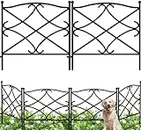 AMAGABELI GARDEN & HOME 5 Panels Decorative Garden Fences and Borders for Dogs 24in(H)×10ft(L) No Dig Metal Fence Panel Garden Edging Border Fence For Animal Barrier Fencing for Flower Beds Yard Patio