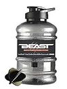 Brothers Gym 1.5L Beast Sports Water/Protein Gallon BPA Free Bottle with Mixer Ball and Strainer (Unbreakable, Freezer Safe)(Black)