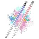 2PCS Stylus Pens for Touch Screens, Stylus Pen for iPhone/iPad/Tablet Android/Microsoft Surface, Compatible with All Capacitive Touch Screens(White Pink/White Purple)