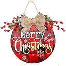 Merry Christmas Wreath Decorations, Christmast Hanging Door Sign Buffalo Plaid Wooden Crafts Winter Xmas Sign for Front Door Porch Window Wall Farmhouse Indoor Outdoor Home Festival Holiday Decoration
