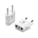 United States to France Travel Power Adapter to Connect North American Electrical Plugs to French Outlets for Cell Phones, Tablets, e-Book Readers, and More (2-Pack, White)