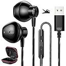 USB Earbuds Wired with Microphone for PC,Lightweight 8.2FT Cord Computer Headphones Noise Cancelling for Laptop,PC Headset with Audio Control Mute Function for Live Broadcast Office Gaming Headset PS4