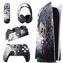 PlayVital Killing Clown Full Set Skin Decal for PS5 Console Disc Edition, Sticker Vinyl Decal Cover for PS5 Controller & Charging Station & Headset & Media Remote