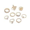 Edary Vintage Snake Knuckle Ring Set Crystal Rings Gold Stacking Joint Knuckle Ring Coin Good Luck Jewelry Accessories for Women and Girls (10 PCS)