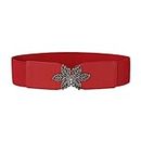 Electomania Women Belt for Dress, Metal Buckle, Perfect Fit, Waist Belt for Women, Comfortable and Stylish All-Match Accessory (Red-03)