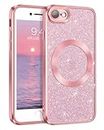 GaoBao for iPhone SE Case 2022/iPhone SE Case 2020/iPhone 8 Case/iPhone 7 Case, Luxury Sparkle Magnetic Phone Cover for iPhone 7/8/SE 2nd Gen/SE 3rd Gen 4.7'' [Compatible with MagSafe], Pink Glitter