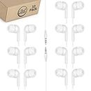 JustJamz Basic Pearl White Headphones Disposable Earbuds Bulk Earphones for Kids and Adults, 30 Pack